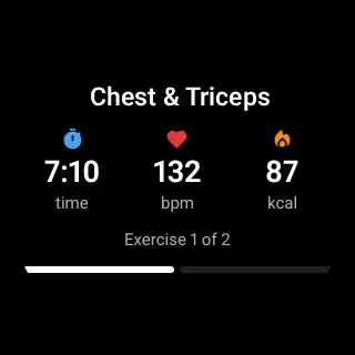 Karven app on Wear OS, showing heart rate and calories