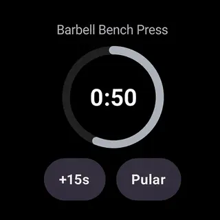 Karven app on Wear OS, resting between sets