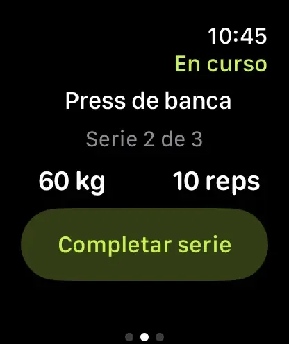 App Karven en Apple Watch, registrando una serie