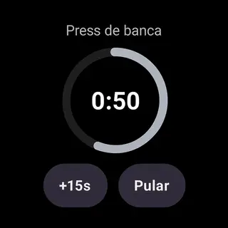 App Karven en Wear OS, descansando entre series