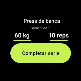 App Karven en Wear OS, registrando una serie