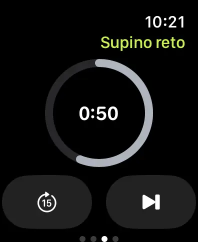 App Karven no Apple Watch, descansando entre séries