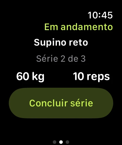 App Karven no Apple Watch, registrando uma série