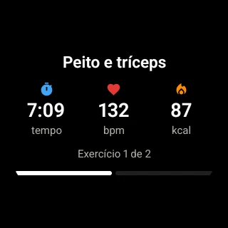 App Karven no Wear OS, mostrando batimentos e calorias