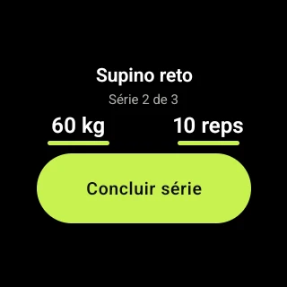 App Karven no Wear OS, registrando uma série